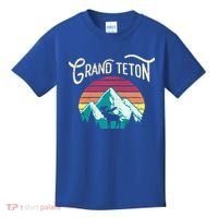 Retro Grand Teton National Park Wy Mountain State Cute Gift Kids T-Shirt thumb 0