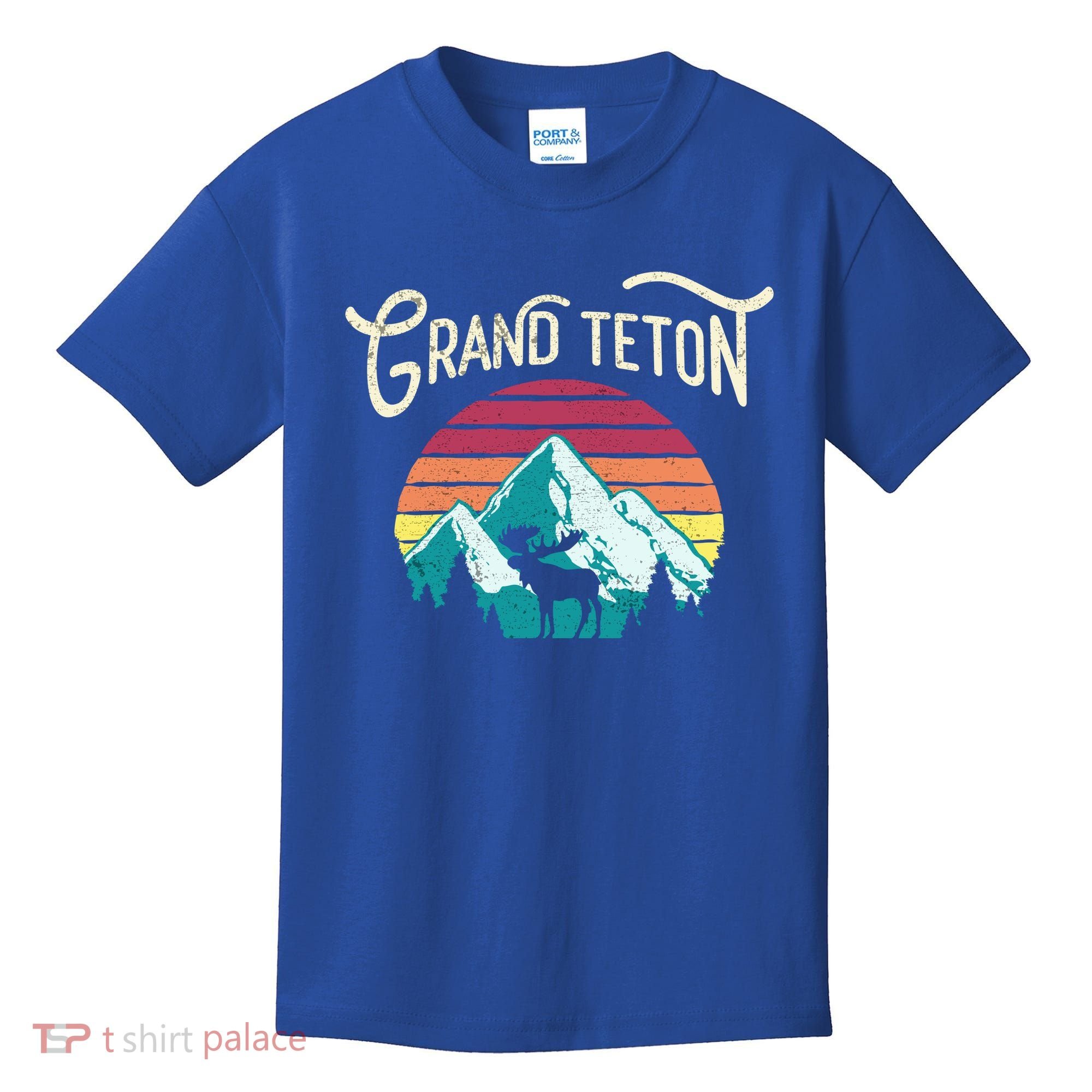 Retro Grand Teton National Park Wy Mountain State Cute Gift Kids T-Shirt