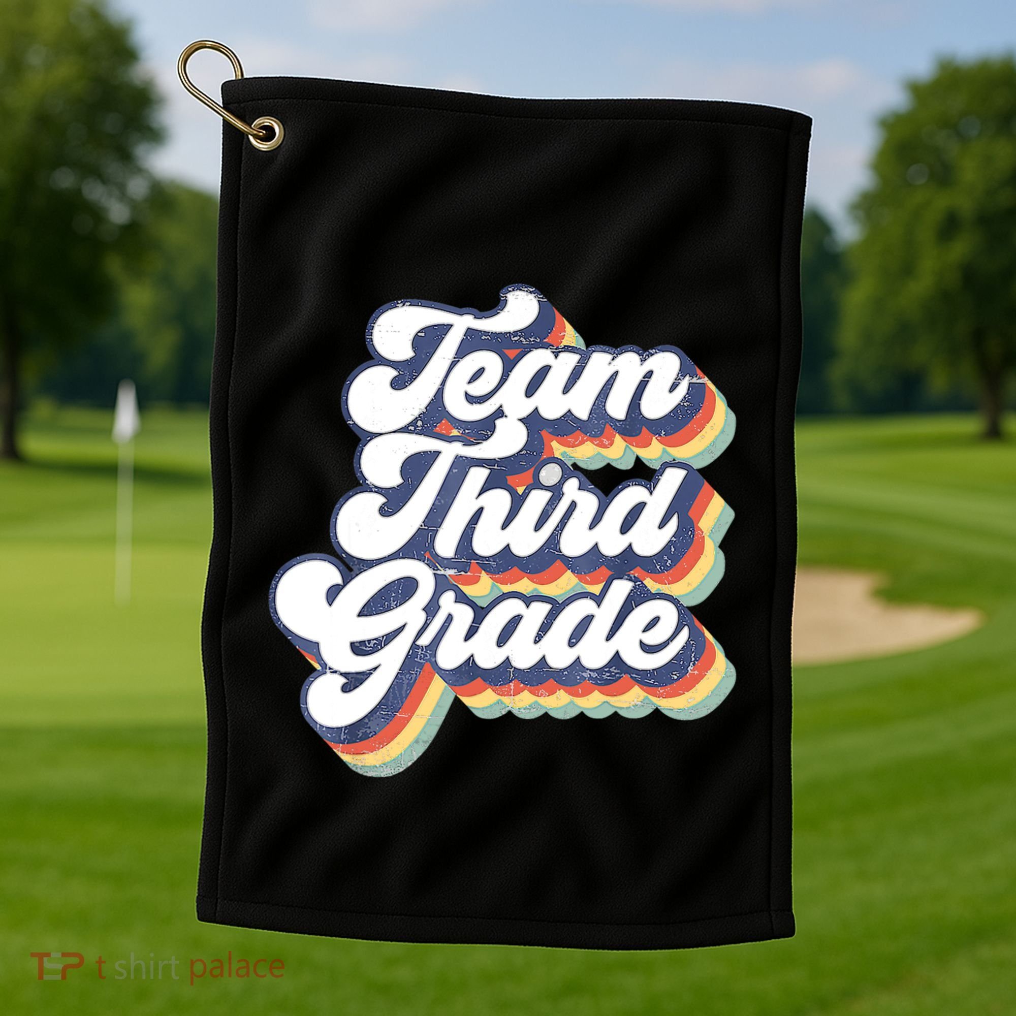Retro Groovy Team Third Grade Back To School Teacher Student Gift Golf Towel