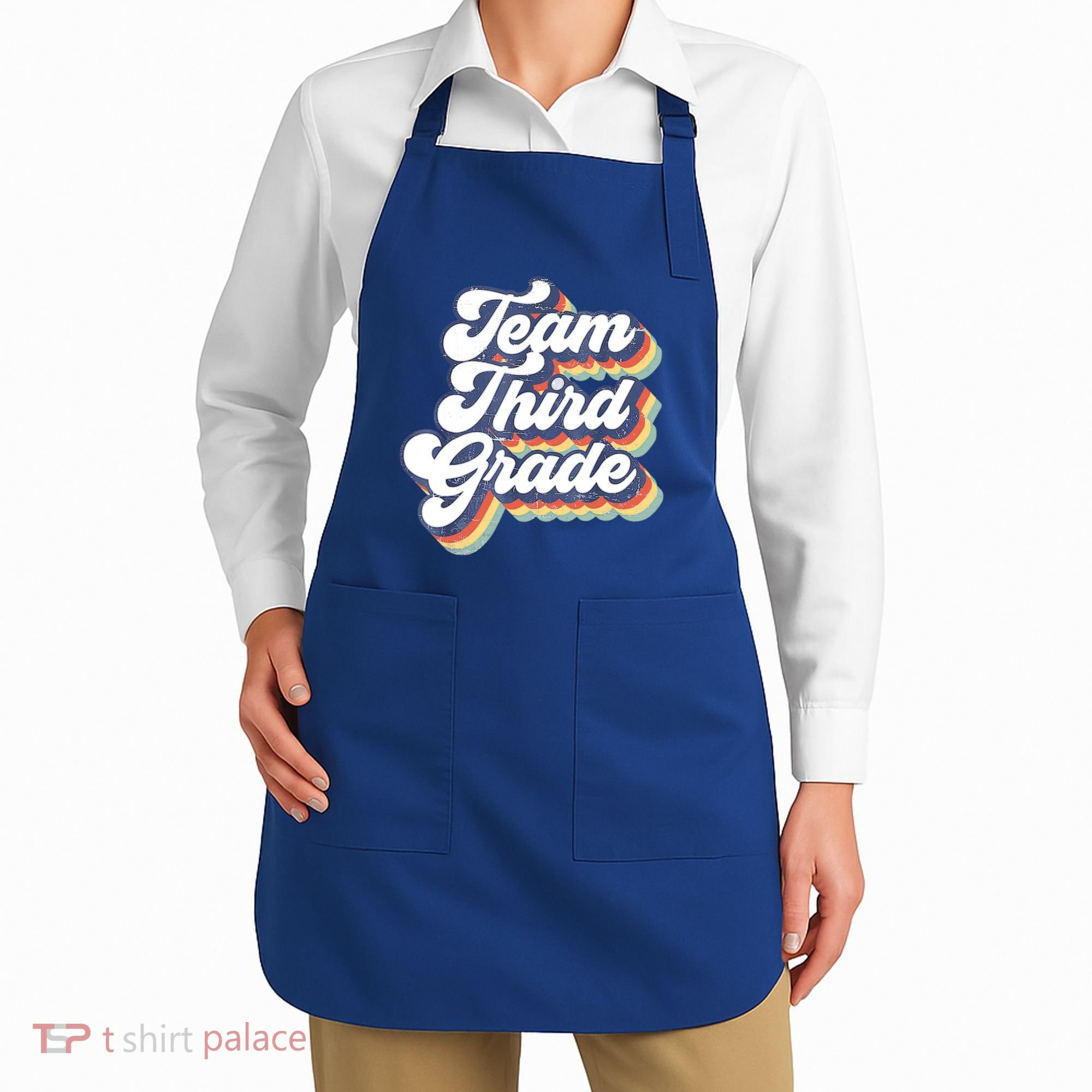 Retro Groovy Team Third Grade Back To School Teacher Student Gift Apron