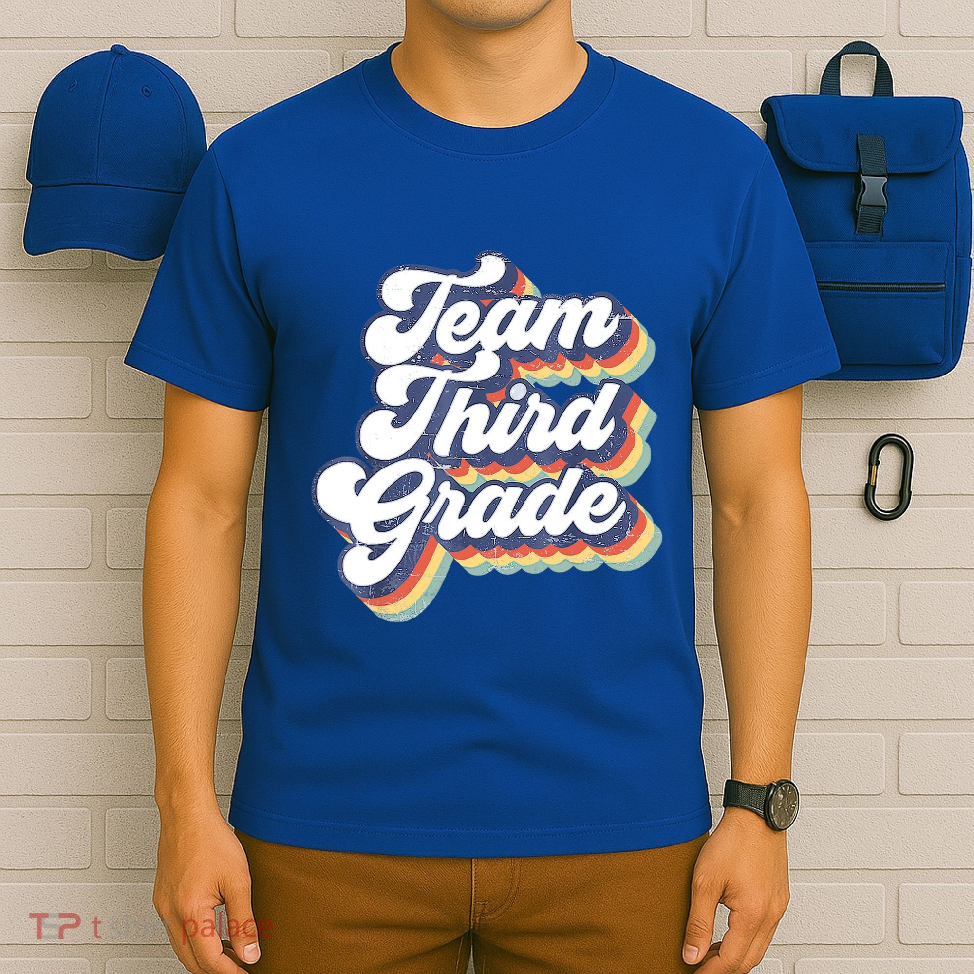 Retro Groovy Team Third Grade Back To School Teacher Student Gift T-Shirt