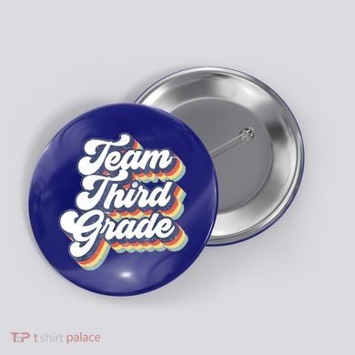 Retro Groovy Team Third Grade Back To School Teacher Student Gift Button