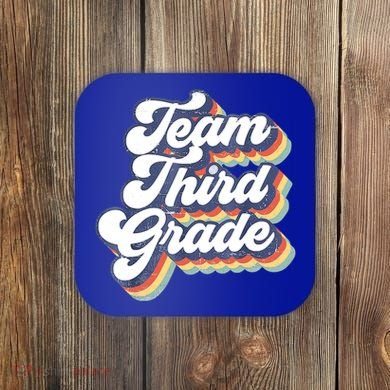 Retro Groovy Team Third Grade Back To School Teacher Student Gift Coaster