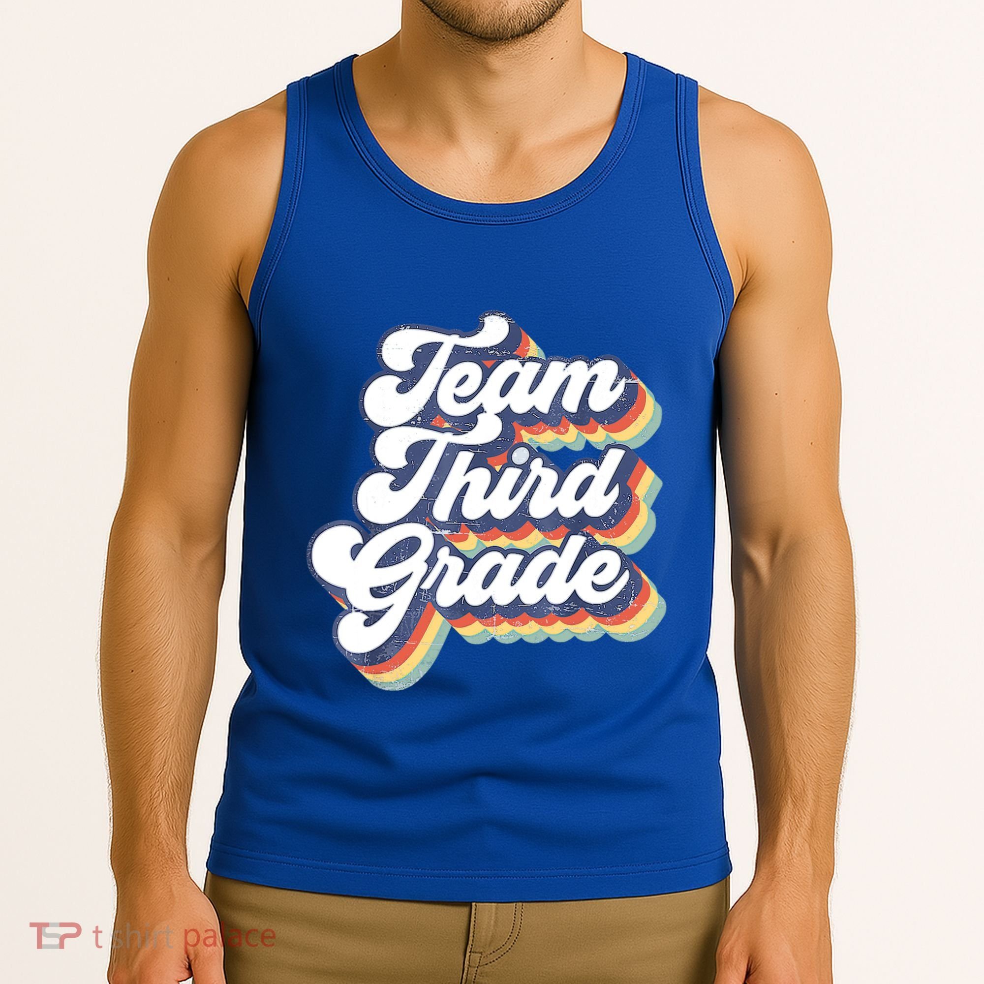 Retro Groovy Team Third Grade Back To School Teacher Student Gift Tank Top
