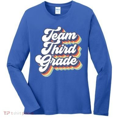 Retro Groovy Team Third Grade Back To School Teacher Student Gift Women's Long Sleeve Shirt