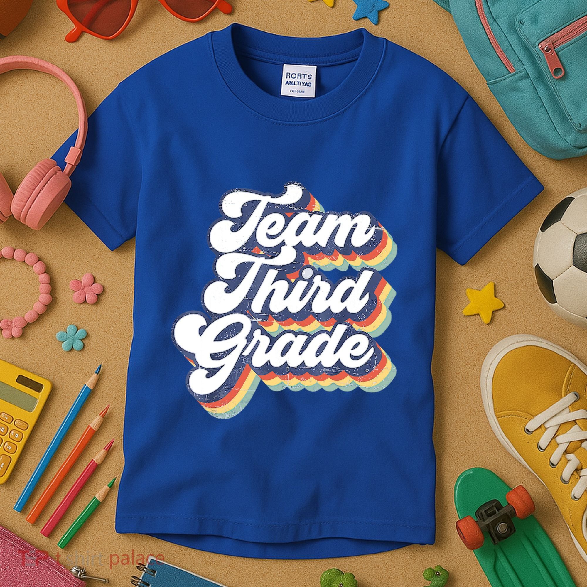 Retro Groovy Team Third Grade Back To School Teacher Student Gift Kids T-Shirt