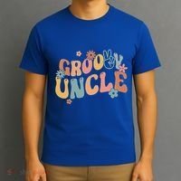 Retro Groovy Uncle Flower Power Hippie Family Groovy Vibes Gift T-Shirt thumb 3