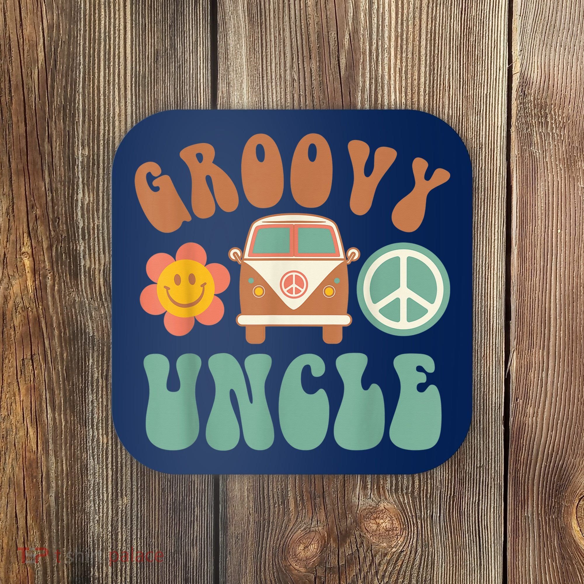 Retro Groovy Uncle Matching Family Birthday Party Coaster