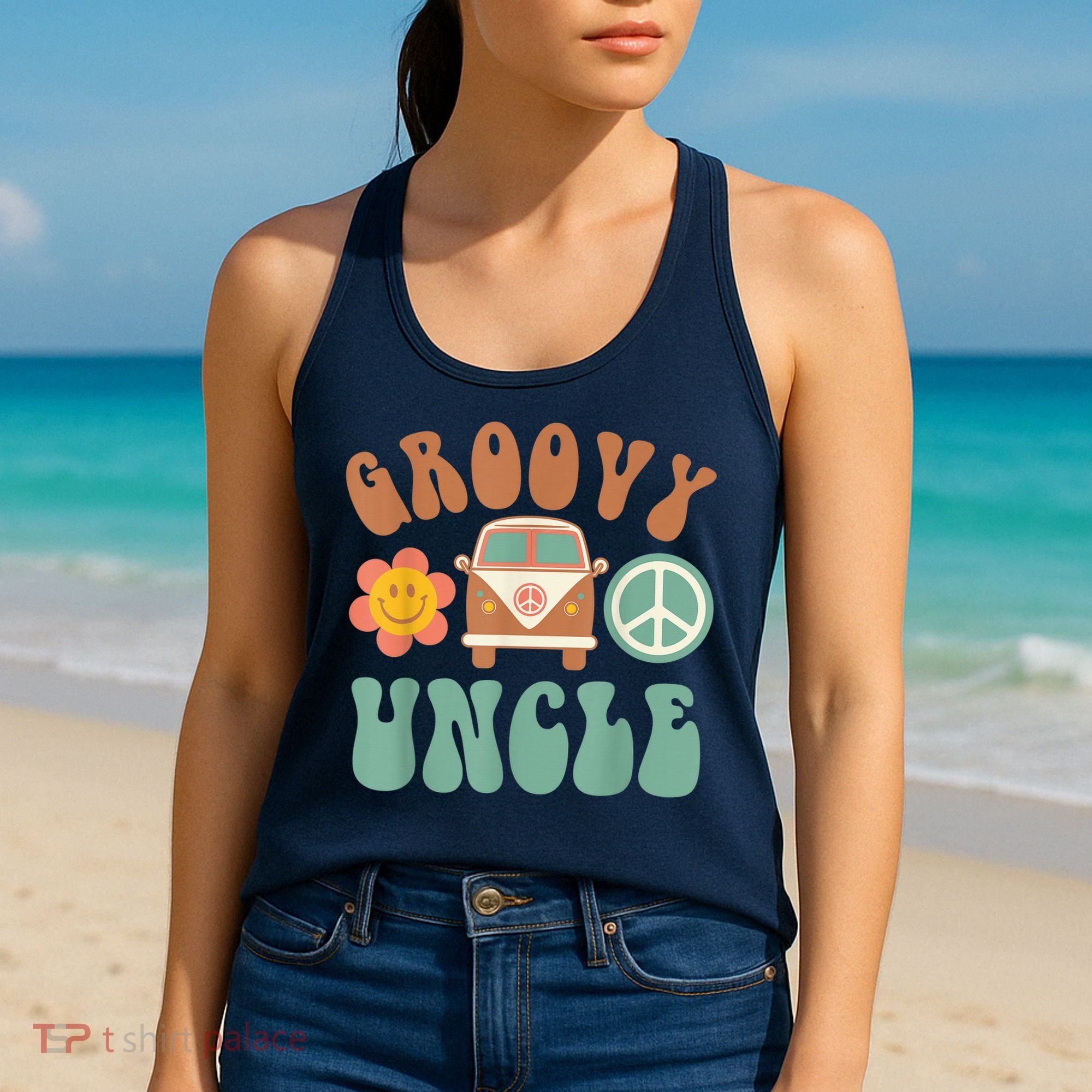 Retro Groovy Uncle Matching Family Birthday Party Women's Tank Top