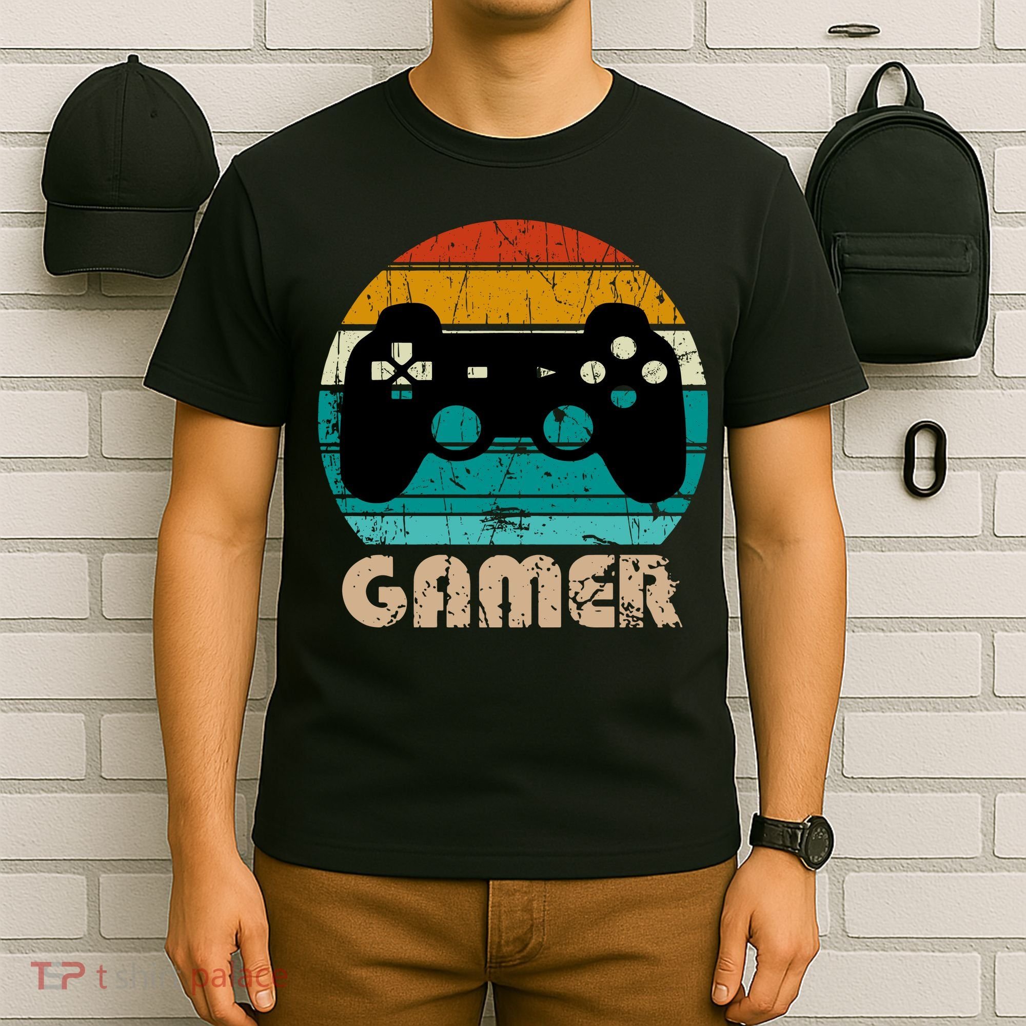 Retro Gamer Video Games Player Gaming Boys Teens Men T-Shirt