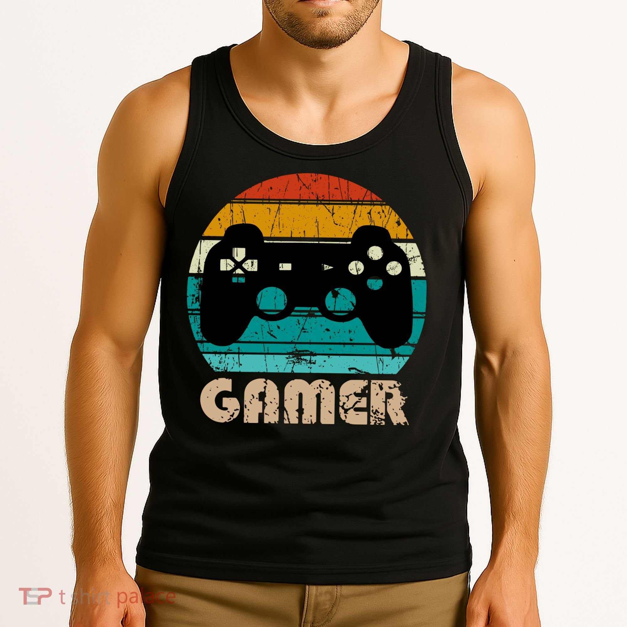Retro Gamer Video Games Player Gaming Boys Teens Men Tank Top