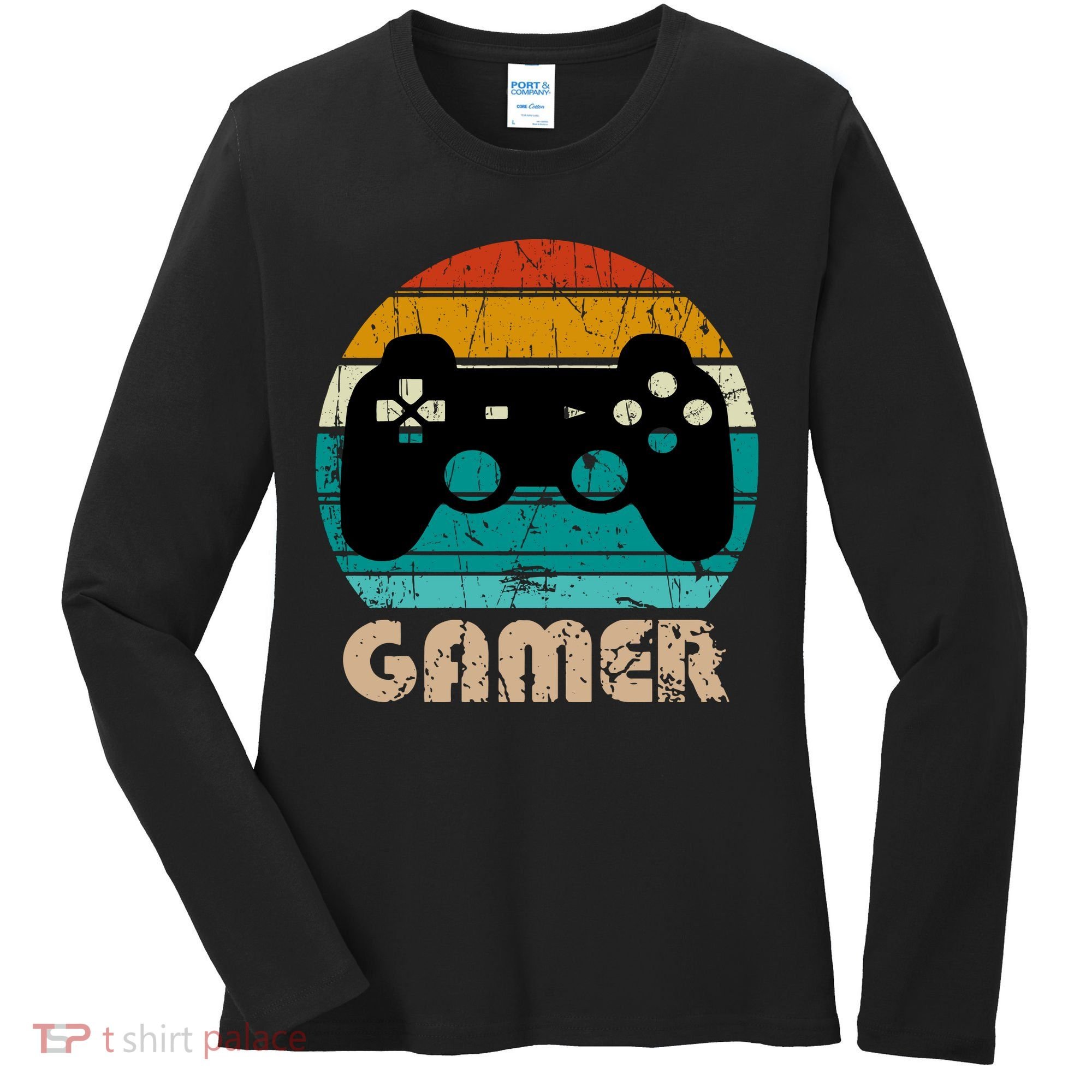 Retro Gamer Video Games Player Gaming Boys Teens Men Women's Long Sleeve Shirt