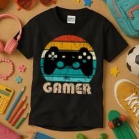 Retro Gamer Video Games Player Gaming Boys Teens Men Kids T-Shirt thumb 3