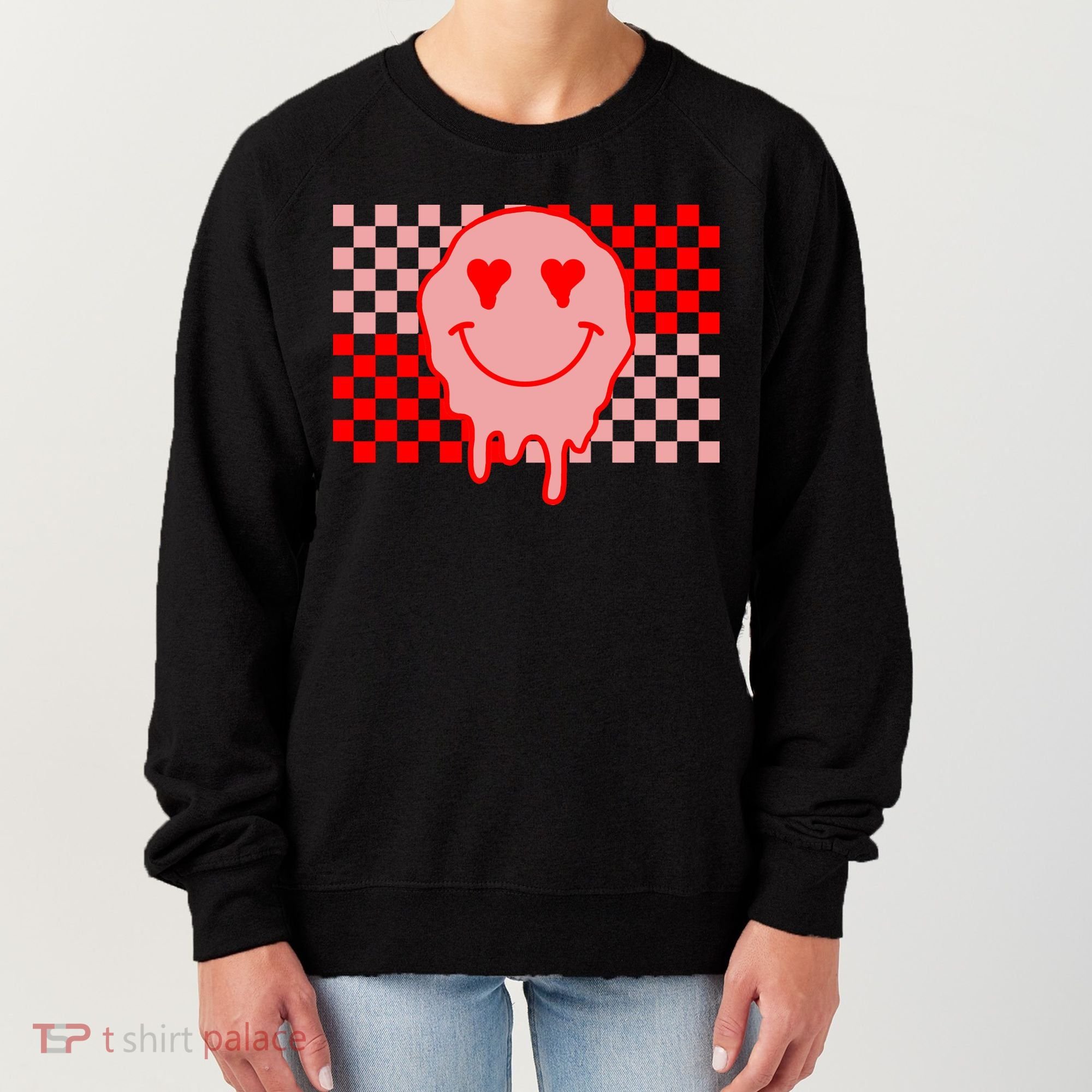 Retro Groovy Valentines Day Hippie Smile Women's Sweatshirt