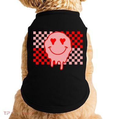 Retro Groovy Valentines Day Hippie Smile Doggie Tank