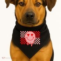 Retro Groovy Valentines Day Hippie Smile USA-Made Doggie Bandana thumb 1