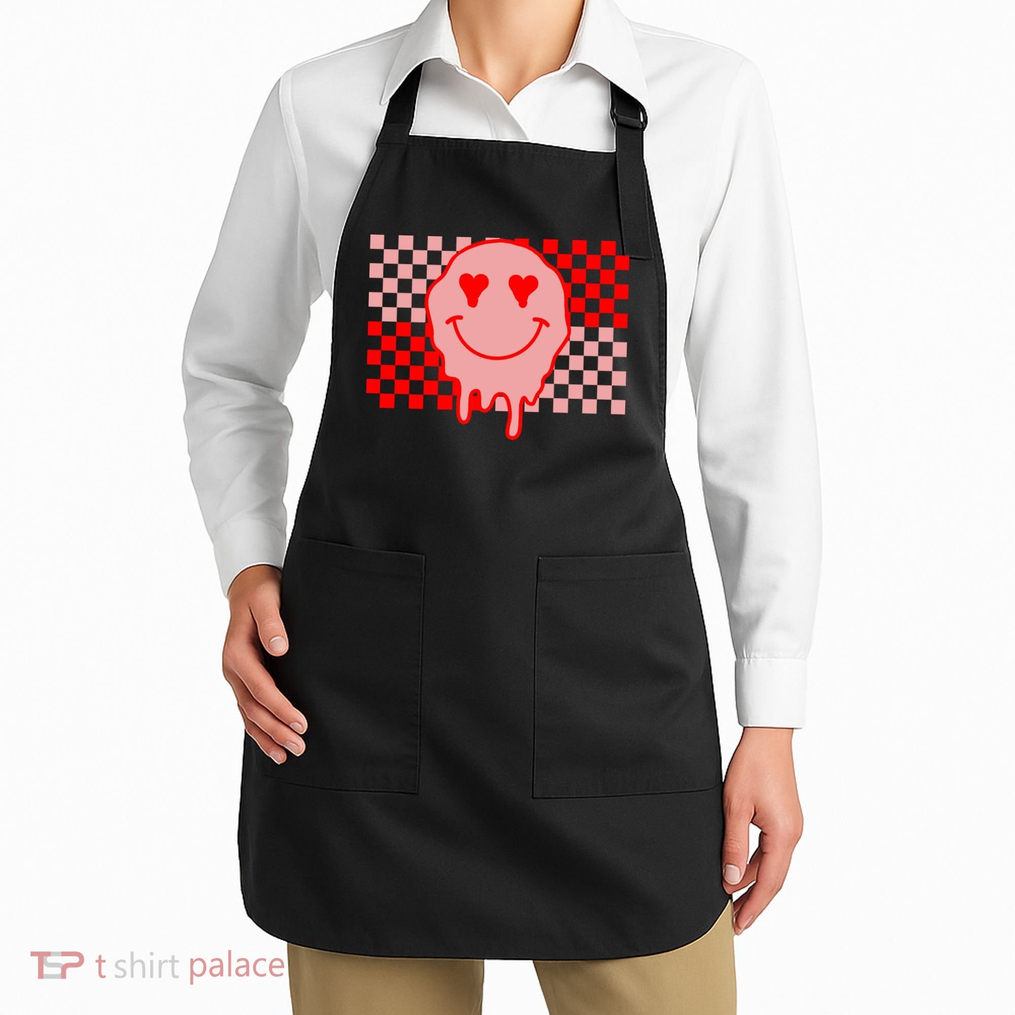 Retro Groovy Valentines Day Hippie Smile Apron