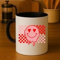 Retro Groovy Valentines Day Hippie Smile Coffee Mug thumb 4