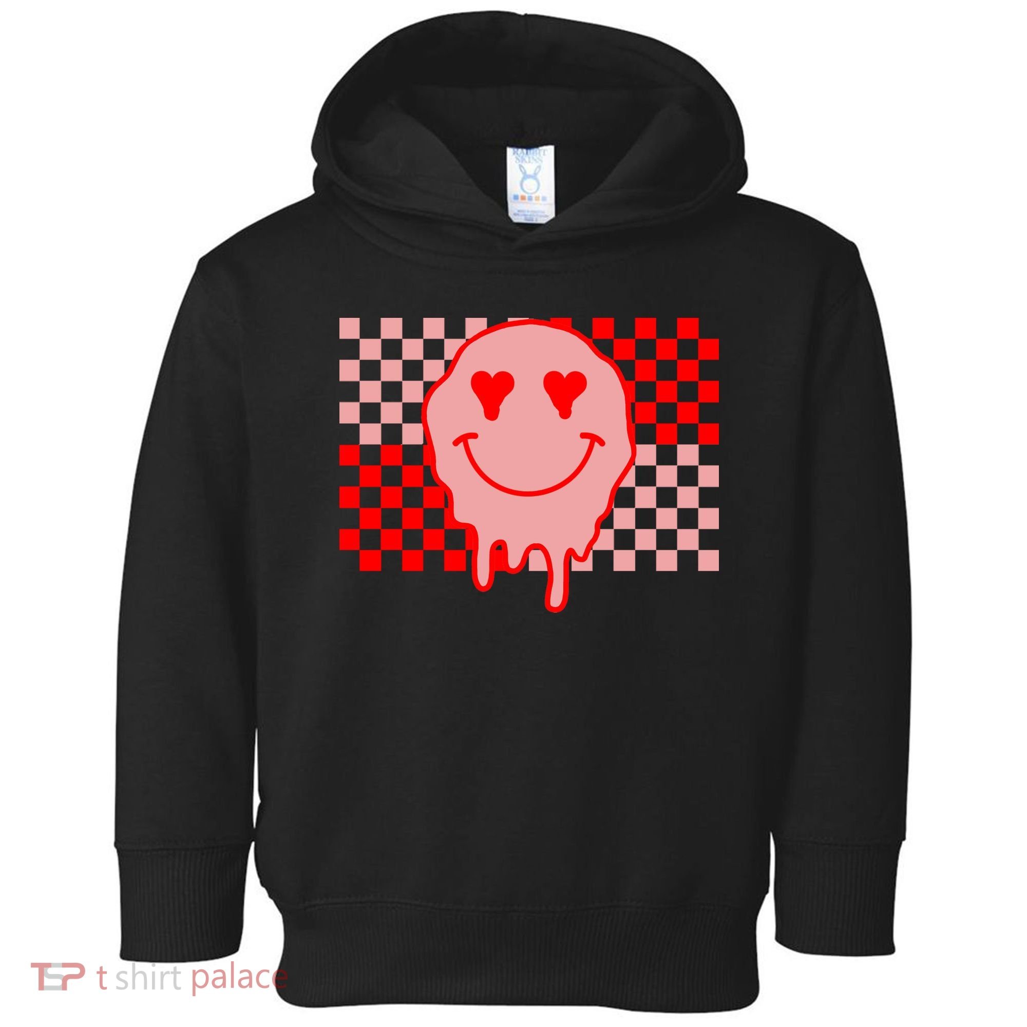 Retro Groovy Valentines Day Hippie Smile Toddler Hoodie