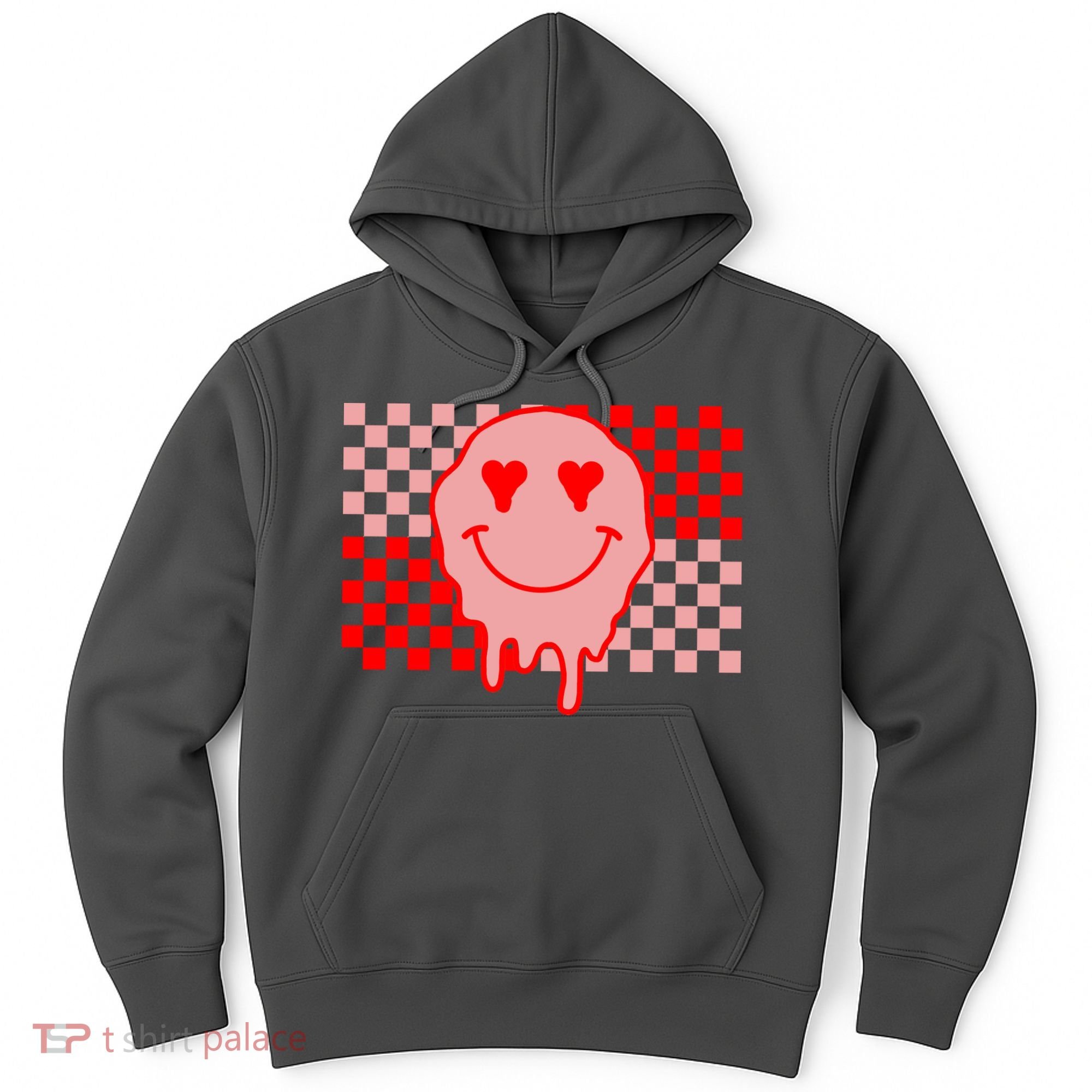 Retro Groovy Valentines Day Hippie Smile Hoodie