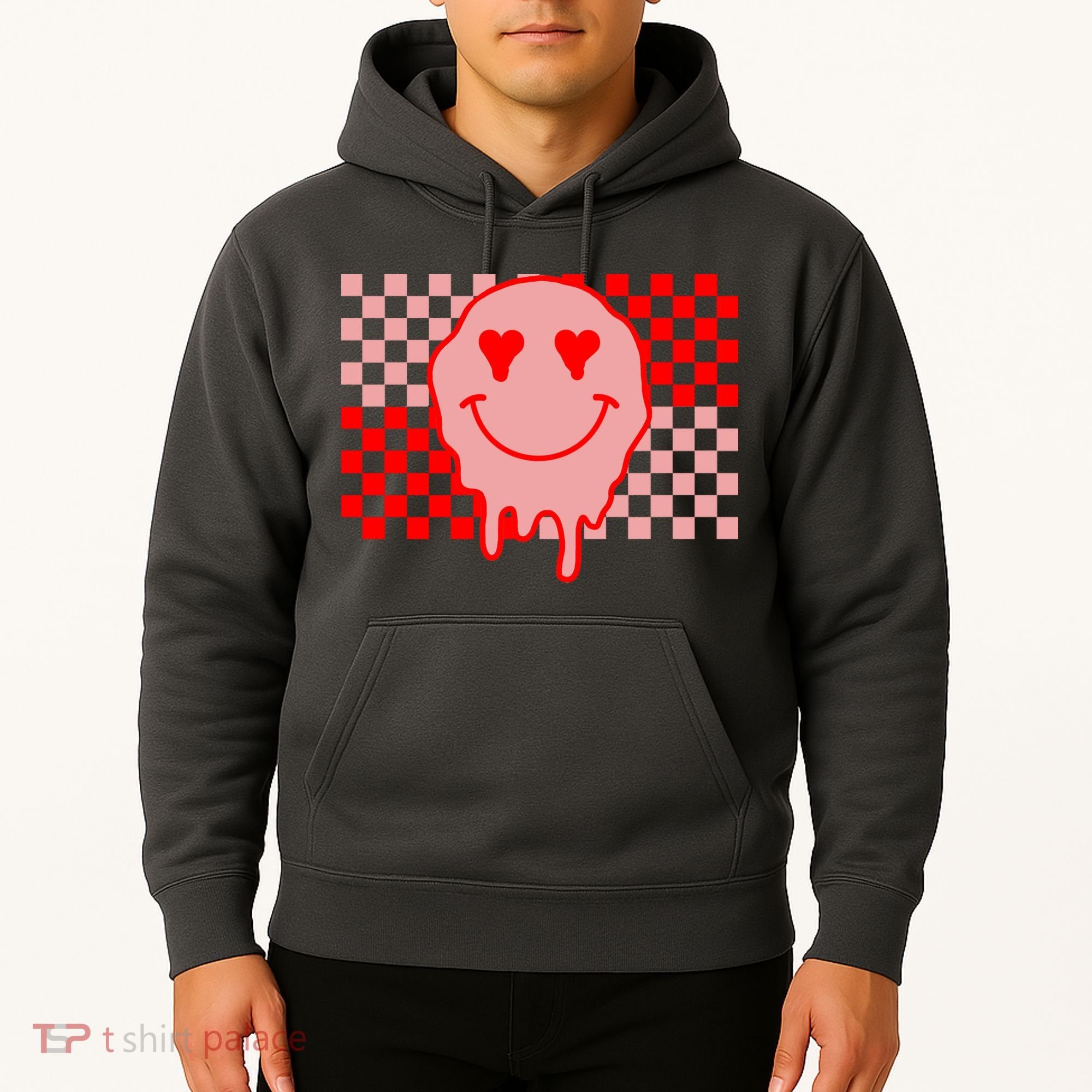 Retro Groovy Valentines Day Hippie Smile Hoodie