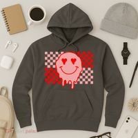 Retro Groovy Valentines Day Hippie Smile Hoodie thumb 3