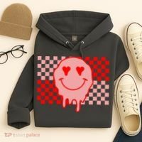 Retro Groovy Valentines Day Hippie Smile Hoodie thumb 4