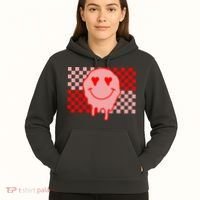 Retro Groovy Valentines Day Hippie Smile Hoodie thumb 5