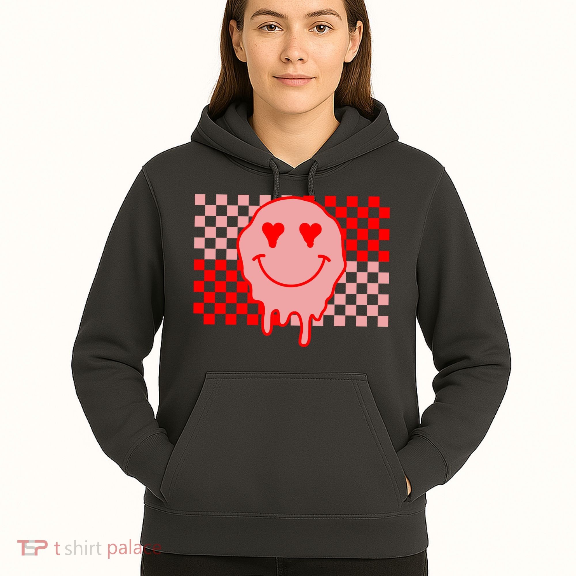 Retro Groovy Valentines Day Hippie Smile Hoodie