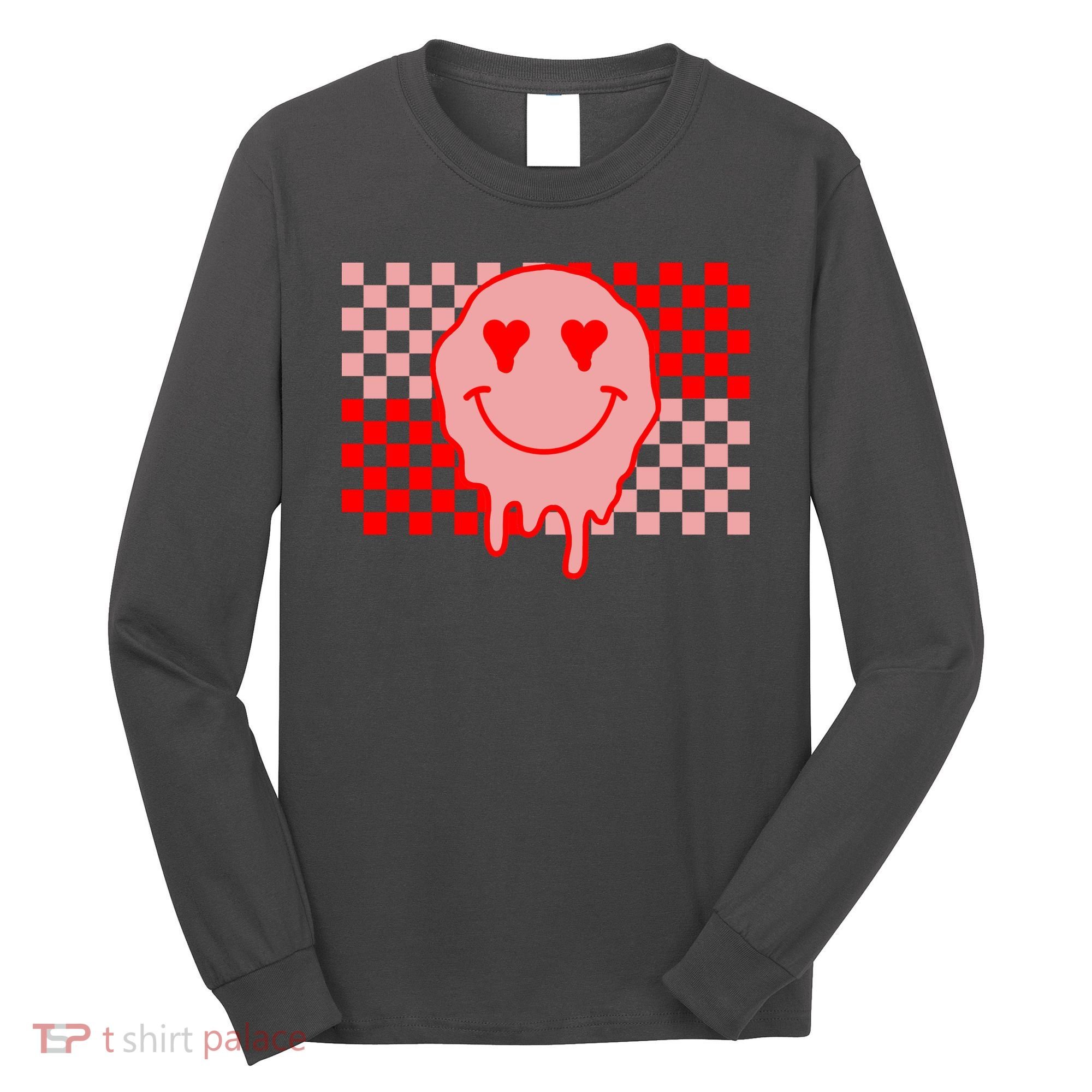 Retro Groovy Valentines Day Hippie Smile Long Sleeve Shirt