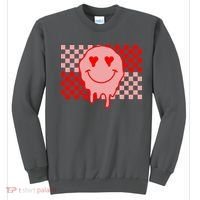 Retro Groovy Valentines Day Hippie Smile Sweatshirt thumb 0