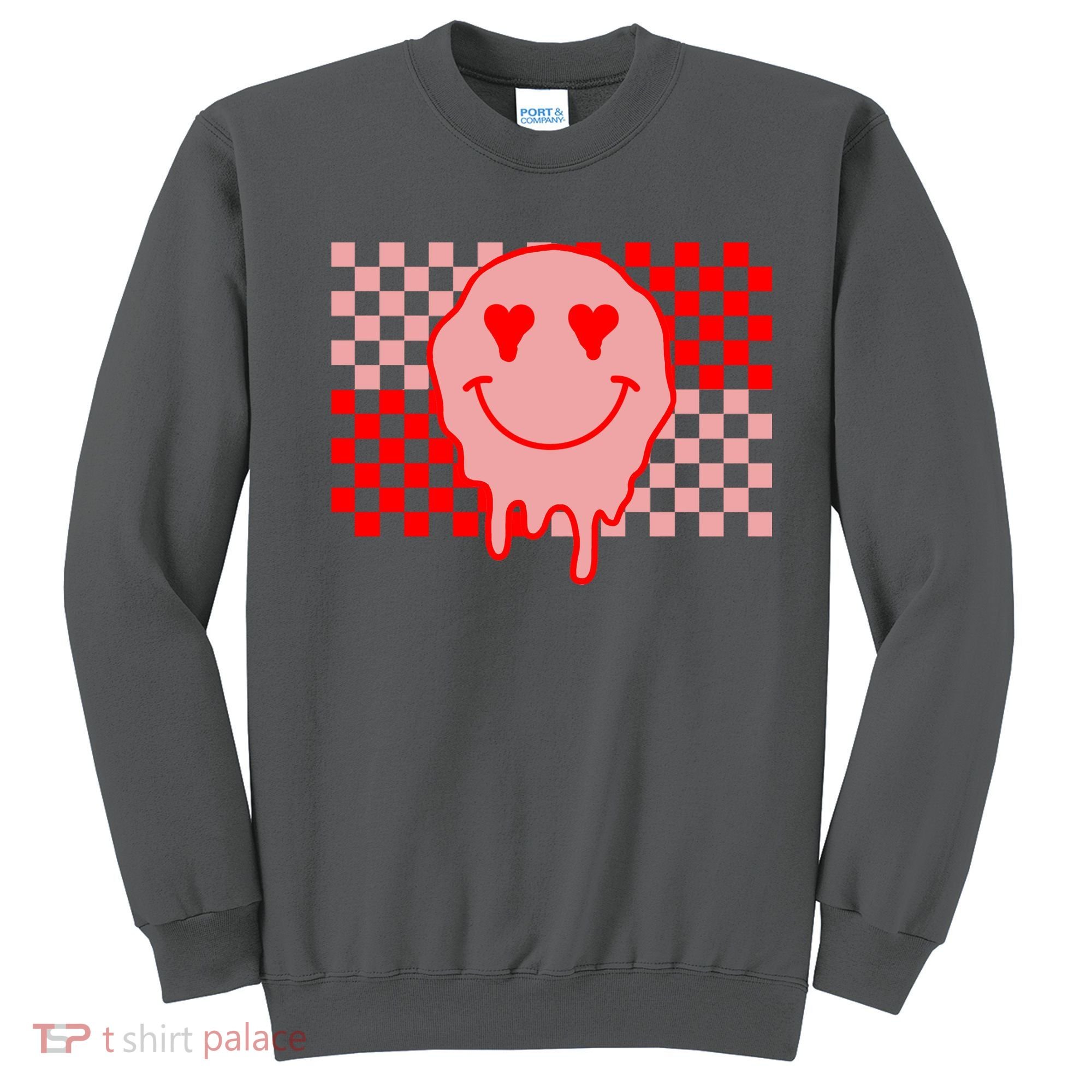 Retro Groovy Valentines Day Hippie Smile Sweatshirt