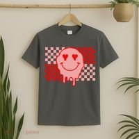 Retro Groovy Valentines Day Hippie Smile T-Shirt thumb 2