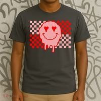 Retro Groovy Valentines Day Hippie Smile T-Shirt thumb 3