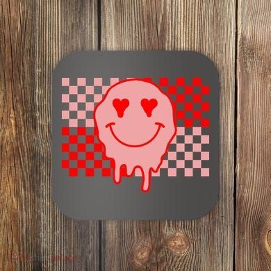 Retro Groovy Valentines Day Hippie Smile Coaster