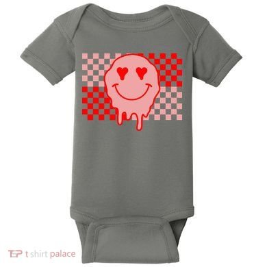 Retro Groovy Valentines Day Hippie Smile Baby Bodysuit