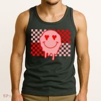 Retro Groovy Valentines Day Hippie Smile Tank Top thumb 3