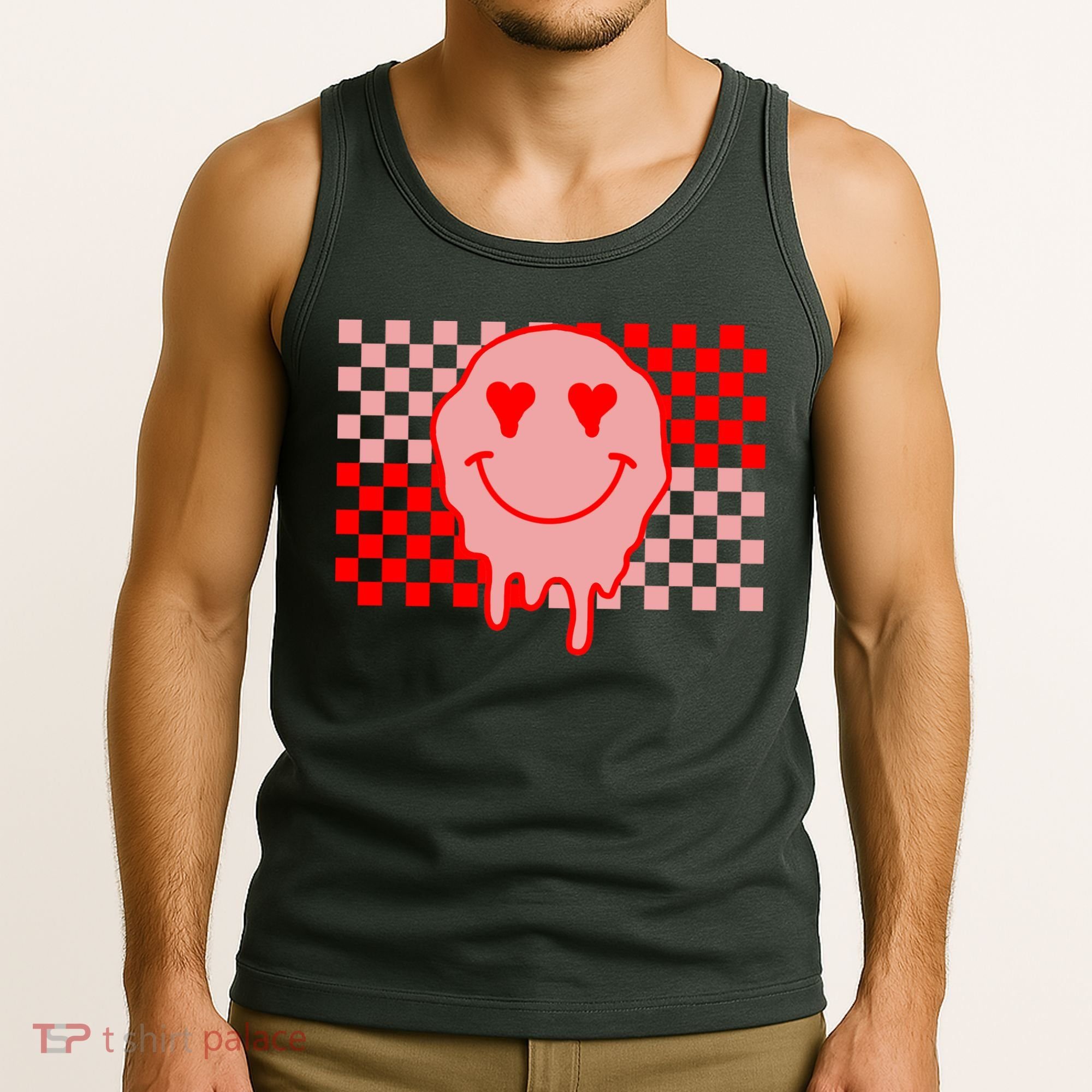 Retro Groovy Valentines Day Hippie Smile Tank Top