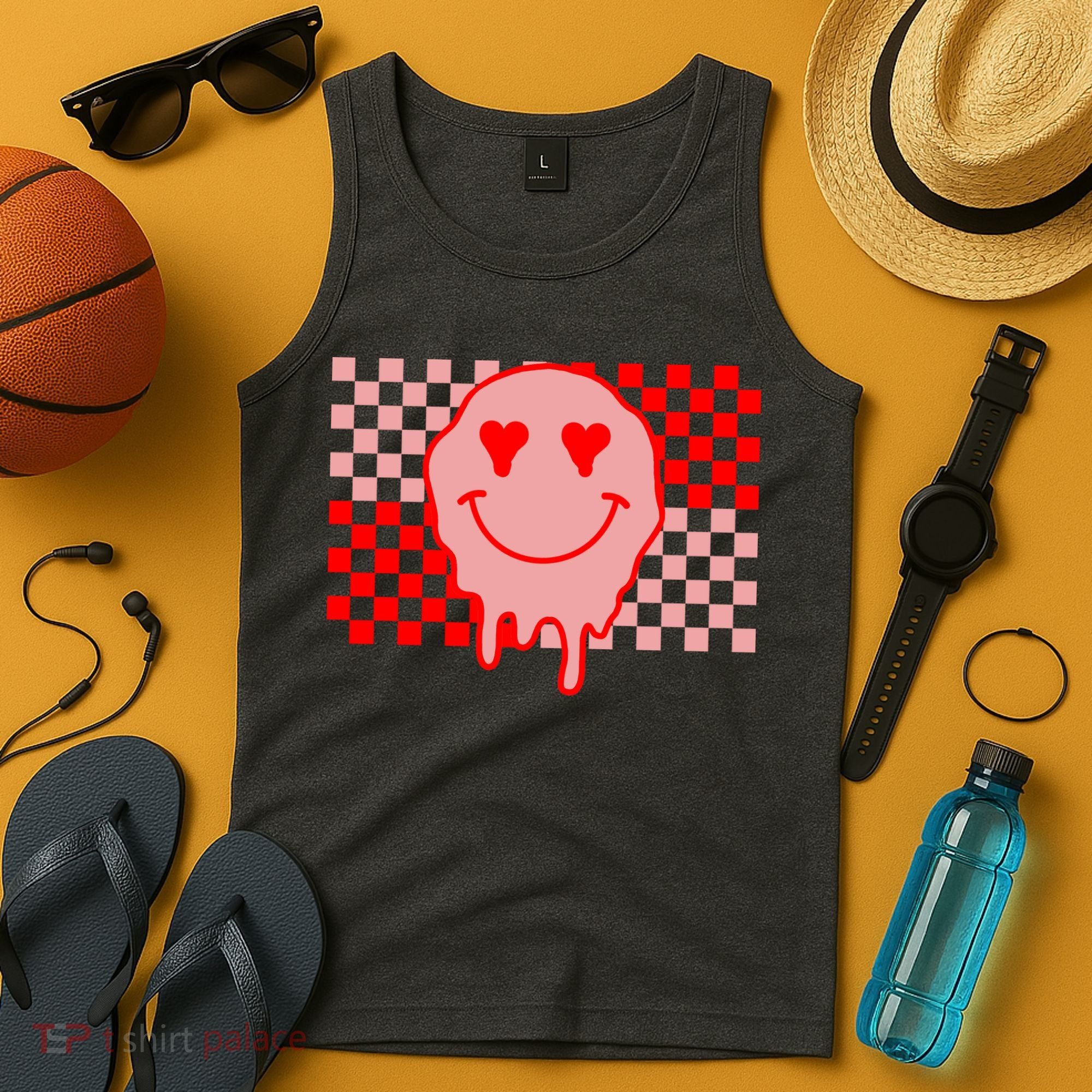 Retro Groovy Valentines Day Hippie Smile Tank Top