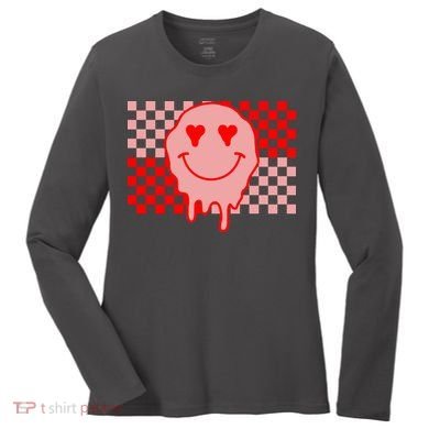 Retro Groovy Valentines Day Hippie Smile Women's Long Sleeve Shirt