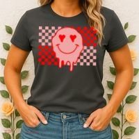 Retro Groovy Valentines Day Hippie Smile Women's T-Shirt thumb 2