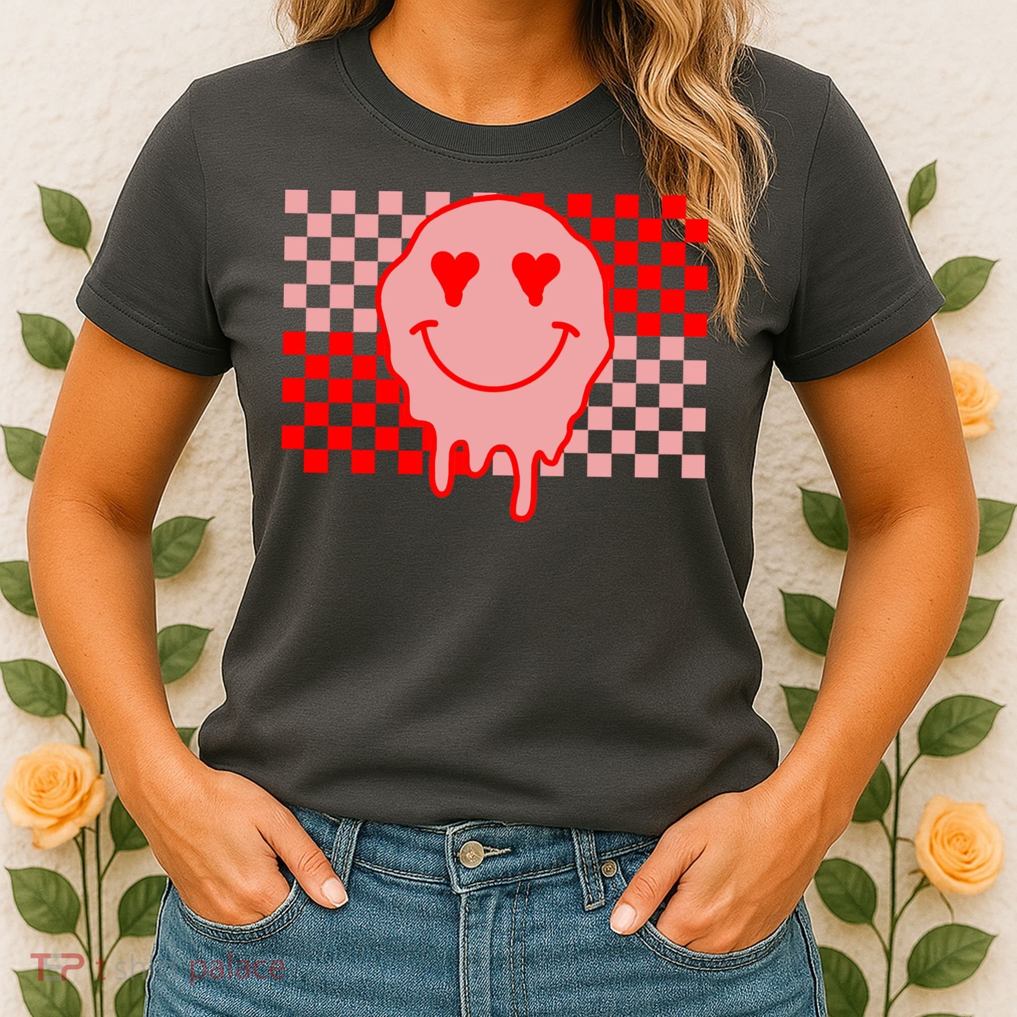 Retro Groovy Valentines Day Hippie Smile Women's T-Shirt