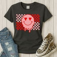 Retro Groovy Valentines Day Hippie Smile Women's T-Shirt thumb 3