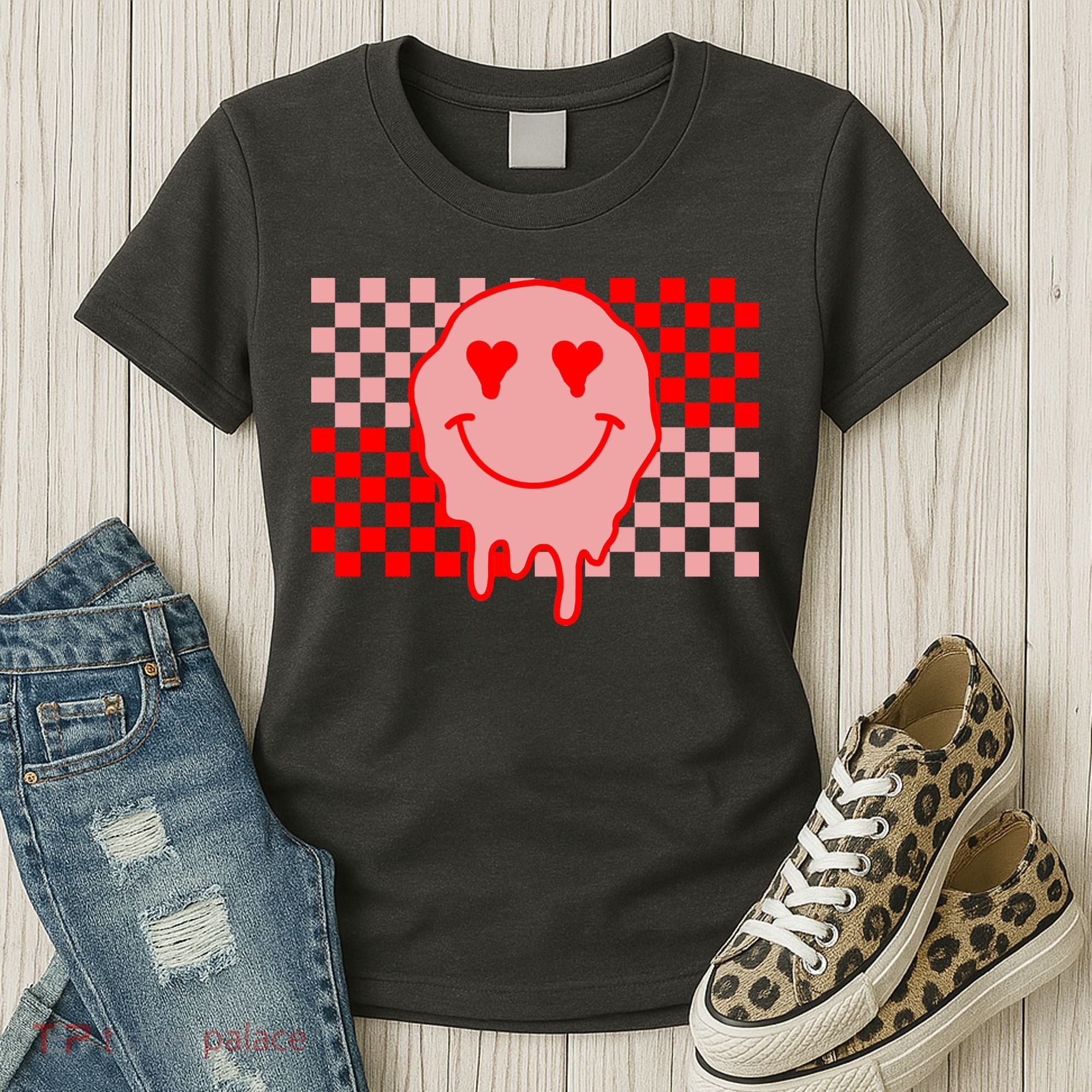 Retro Groovy Valentines Day Hippie Smile Women's T-Shirt