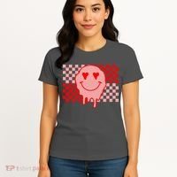Retro Groovy Valentines Day Hippie Smile Women's T-Shirt thumb 4