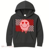Retro Groovy Valentines Day Hippie Smile Kids Hoodie thumb 0
