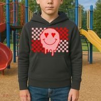 Retro Groovy Valentines Day Hippie Smile Kids Hoodie thumb 2