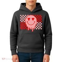 Retro Groovy Valentines Day Hippie Smile Kids Hoodie thumb 4