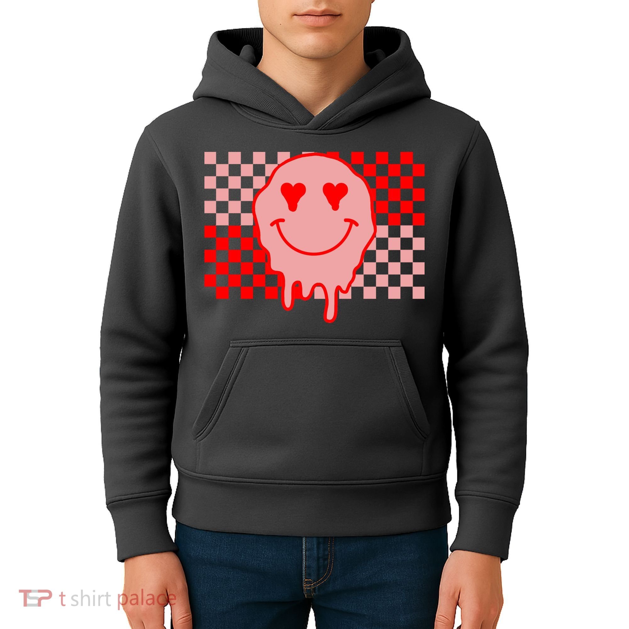 Retro Groovy Valentines Day Hippie Smile Kids Hoodie