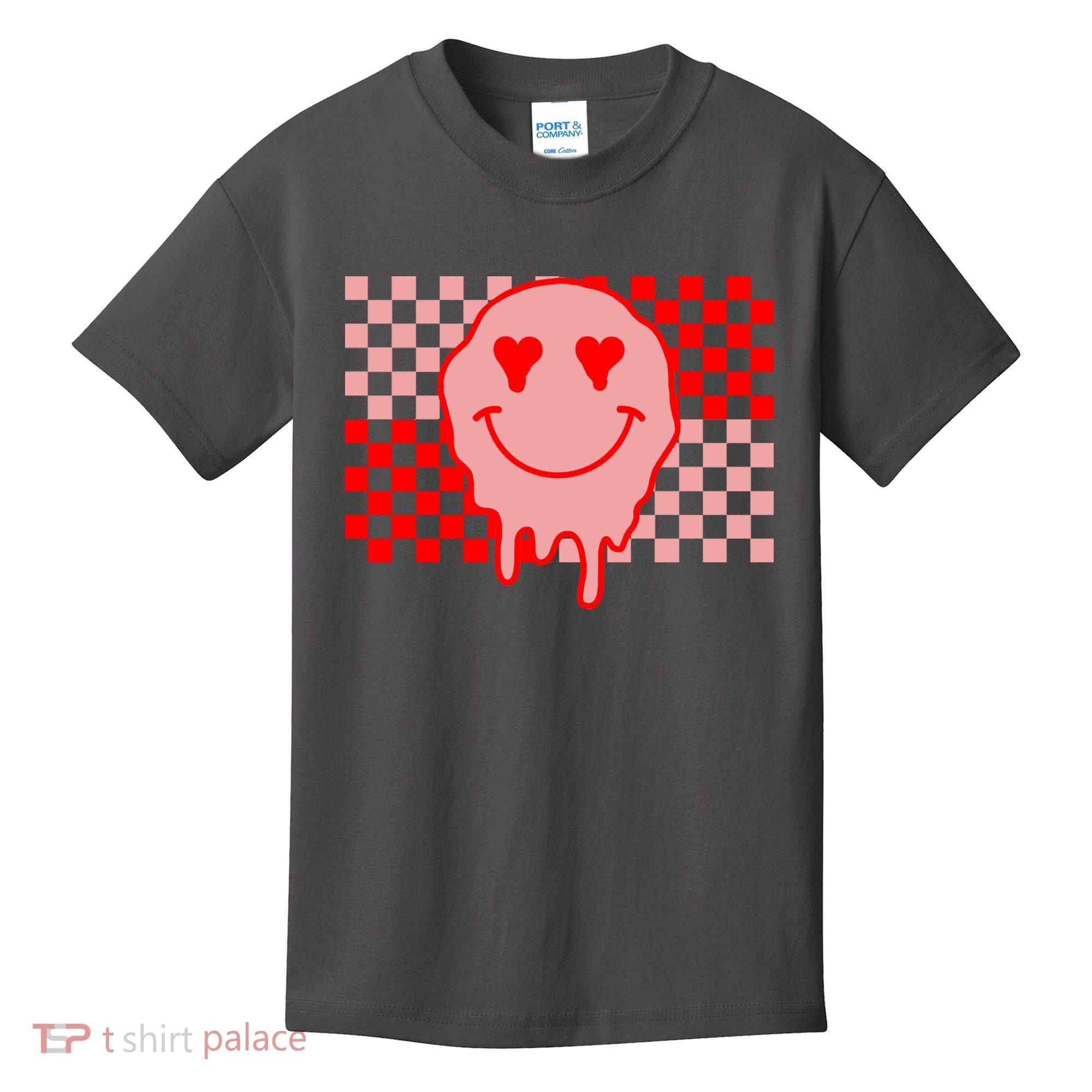 Retro Groovy Valentines Day Hippie Smile Kids T-Shirt